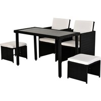 Outsunny Sitzgruppe, 4 Sitzplätze, Metall/Rattan/Polyester/gehärtetes Glas - schwarz von Outsunny