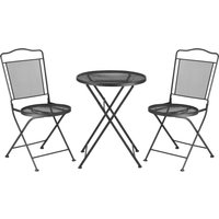 Outsunny Gartenmöbel-Set Gartenlounge für 2 Personen, Essgruppe mit 1 Tisch und 2 Stühlen aus Metall in Schwarz, ideal für Balkon & Terrasse   Aosom.de von Outsunny