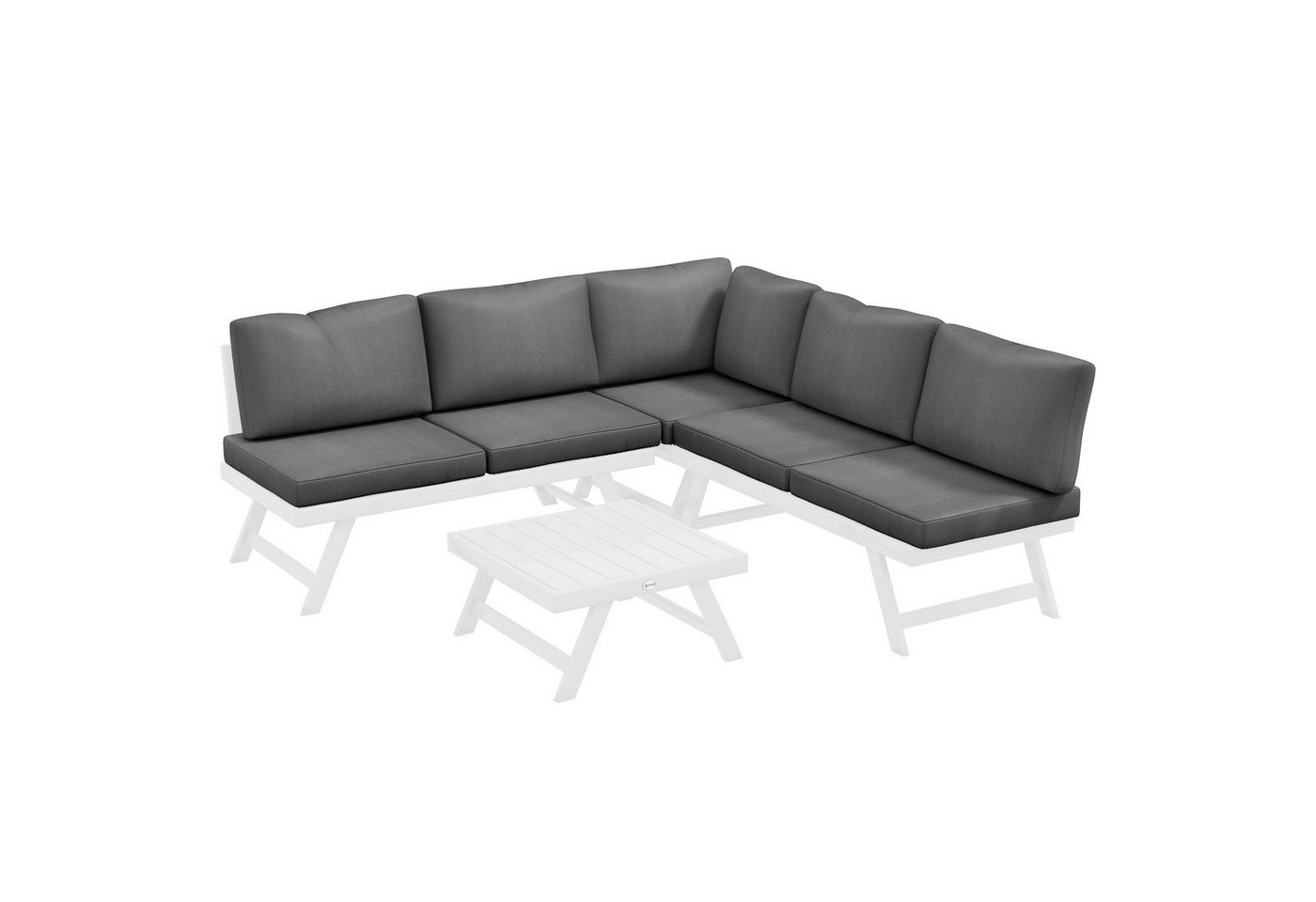 Outsunny Sitzgruppe 4-tlg. Gartenmöbel-Set mit Ecksofa, Doppelsofa, Couchtisch, (Balkonmöbel-Set, 4-tlg., Gartenlounge-Set), mit Sitzkissen für Terrasse, Grau von Outsunny