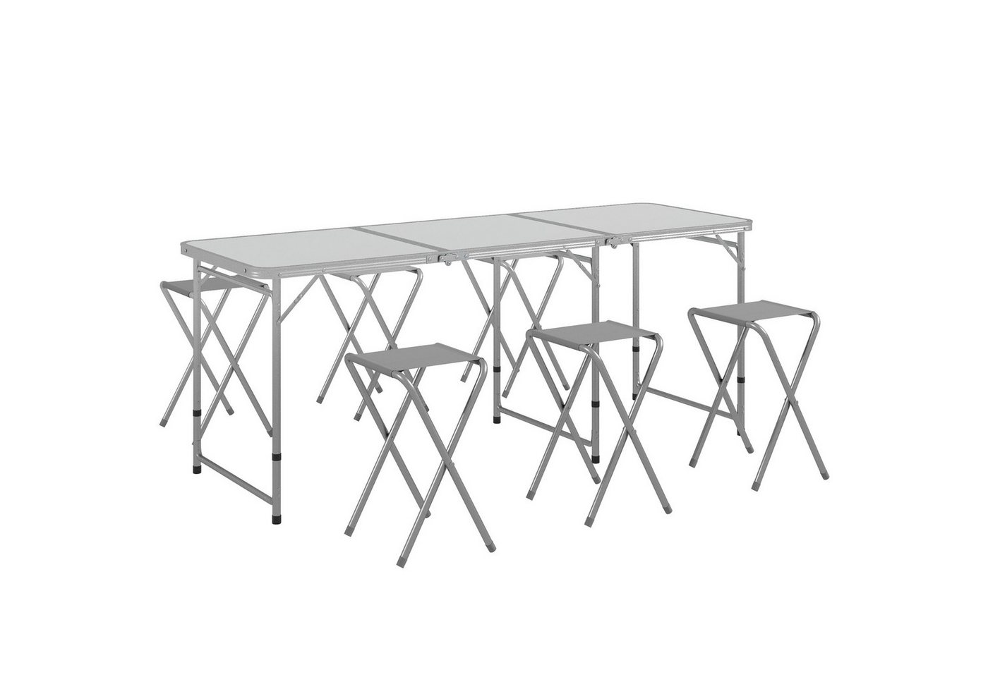 Outsunny Sitzgruppe Campingtisch Set Klappbar, (Camping Sitzgarnitur, 7-tlg., Campingtisch mit 6 Stühlen), für Picknick, Garten, Aluminium, Grau von Outsunny