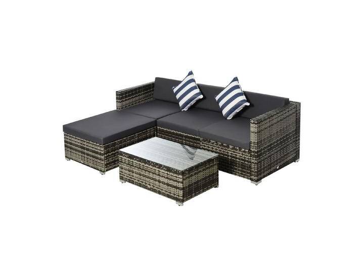 Outsunny Sitzgruppe Garten-Set Loungeset Loungemöbel mit Kissen, (Gartenmöbel Set, 5-tlg., Gartenmöbel Set), Bequeme Rattan Set von Outsunny