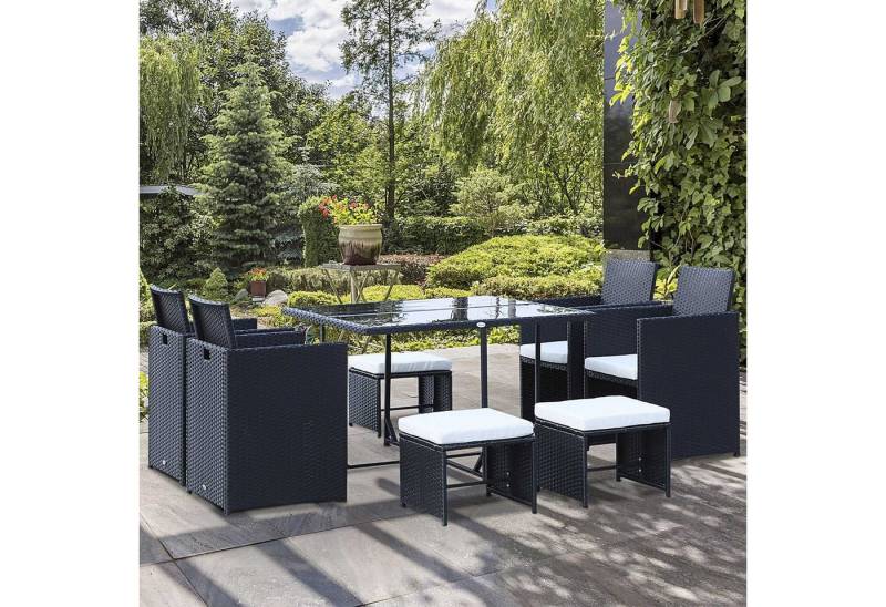 Outsunny Sitzgruppe Mit Kissen 109 x 109 x 72 cm, (Gartenset, 9-tlg., Sitzgruppe), Mit Kissen von Outsunny