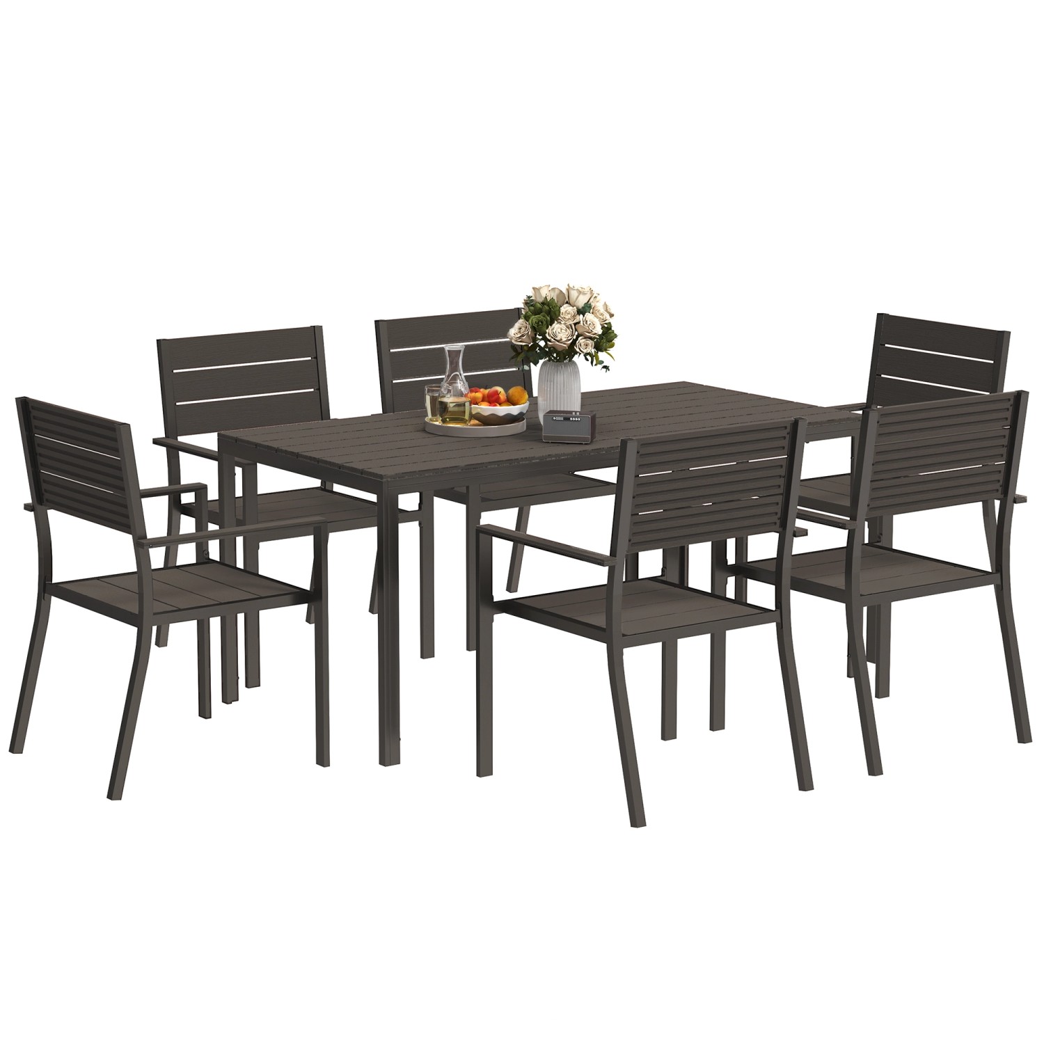 Outsunny Sitzgruppe Stahl HDPE 160L x 80B x 74H cm Braun Outsunny Sitzgruppe Stahl HDPE 160L x 80B x 74H cm Braun von Outsunny