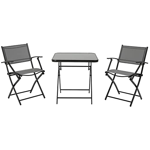 Outsunny Sitzgruppe klappbar 3tlg. Balkonset Balkonmöbel 1 Tisch+2 Stühle Gartenmöbel Set Sitzgarnitur Metall Mesh Schwarz+Grau Outsunny Sitzgruppe klappbar 3tlg. Balkonset Balkonmöbel 1 Tisch+2 Stühle Gartenmöbel Set Sitzgarnitur Metall Mesh Schwarz+Grau von Outsunny