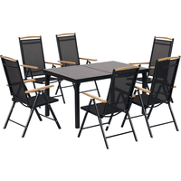 Outsunny Sitzgruppe klappbar 6 Personen Gartenmöbel Set 1 Tisch+6 Stühle Sitzgarnitur Aluminium Mesh Schwarz   Aosom von Outsunny