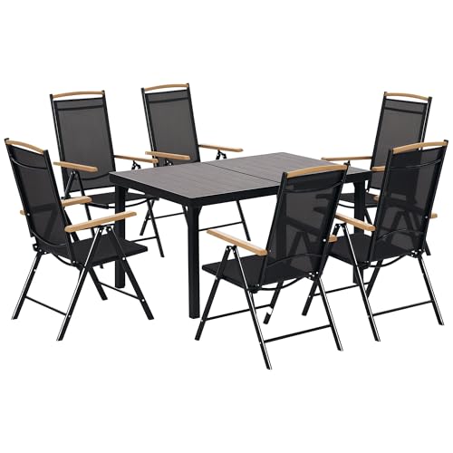 Outsunny Sitzgruppe klappbar 7tlg. Balkonset Balkonmöbel 1 Tisch+6 Stühle Gartenmöbel Set Sitzgarnitur Aluminium Mesh Schwarz Outsunny Sitzgruppe klappbar 7tlg. Balkonset Balkonmöbel 1 Tisch+6 Stühle Gartenmöbel Set Sitzgarnitur Aluminium Mesh Schwarz von Outsunny