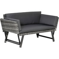 Outsunny Sofa, BxHxL: 63 x 67 x 129 cm, Stahl/PE-Rattan/Polyester - grau von Outsunny