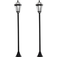 Outsunny 2-St Solar Straßenlaterne LED, IP44, ABS, Ø18,5 x H129 cm, Energiesparmodus, wasserfest, Gartenleuchte mit Edelstahl, Schwarz   Aosom von Outsunny