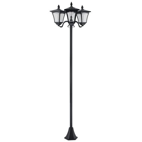 Outsunny Solar Gartenlaterne mit 3 flammig Laterne Mast aus Edelstahl Solarlaterne mit LED 120 Lumen 51,5x47x182,5cm Wegeleuchte IP44 für Garten Balkon Schwarz Outsunny Solar Gartenlaterne mit 3 flammig Laterne Mast aus Edelstahl Solarlaterne mit LED 120 Lumen 51,5x47x182,5cm Wegeleuchte IP44 für Garten Balkon Schwarz von Outsunny