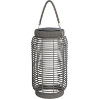 Outsunny Solarlaterne für den Außenbereich, Garten-Stehlampe aus geflochtenem Harz LED Gartenbeleuchtung aus Stahl automatische Ein/Aus-Funktion Ø18 x 37 cm Grau   Aosom von Outsunny