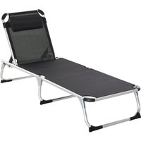 Outsunny Sonnenliege Gartenliege 5-fach verstellbar faltbar ergonomisch mit Netzstoff Schwarz 170 x 60 x 76 cm für entspannte Stunden im Freien   Aosom.de von Outsunny
