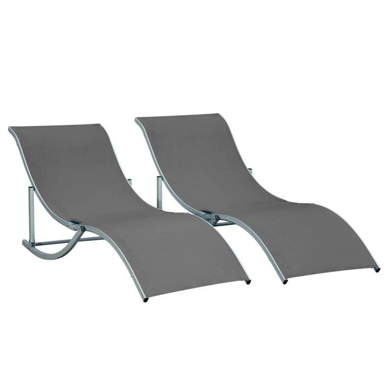 Outsunny Sonnenliege Gartenliegen im 2er-Set Ergonomisch Dunkelgrau von Outsunny