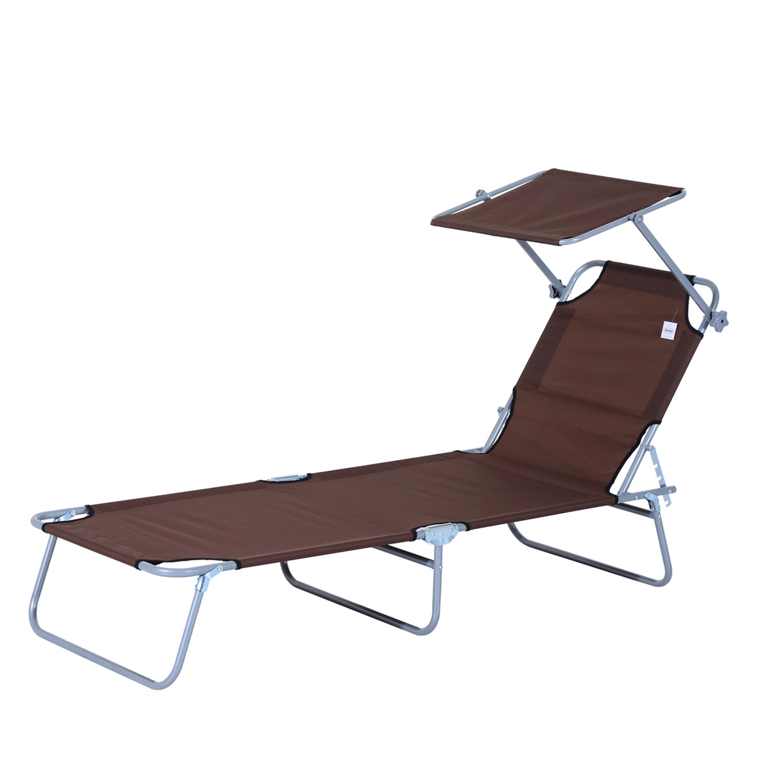 Outsunny Sonnenliege Klappbar Gartenliege mit Dach bis 120 kg Belastbar Braun Outsunny Sonnenliege Klappbar Gartenliege mit Dach bis 120 kg Belastbar Braun von Outsunny
