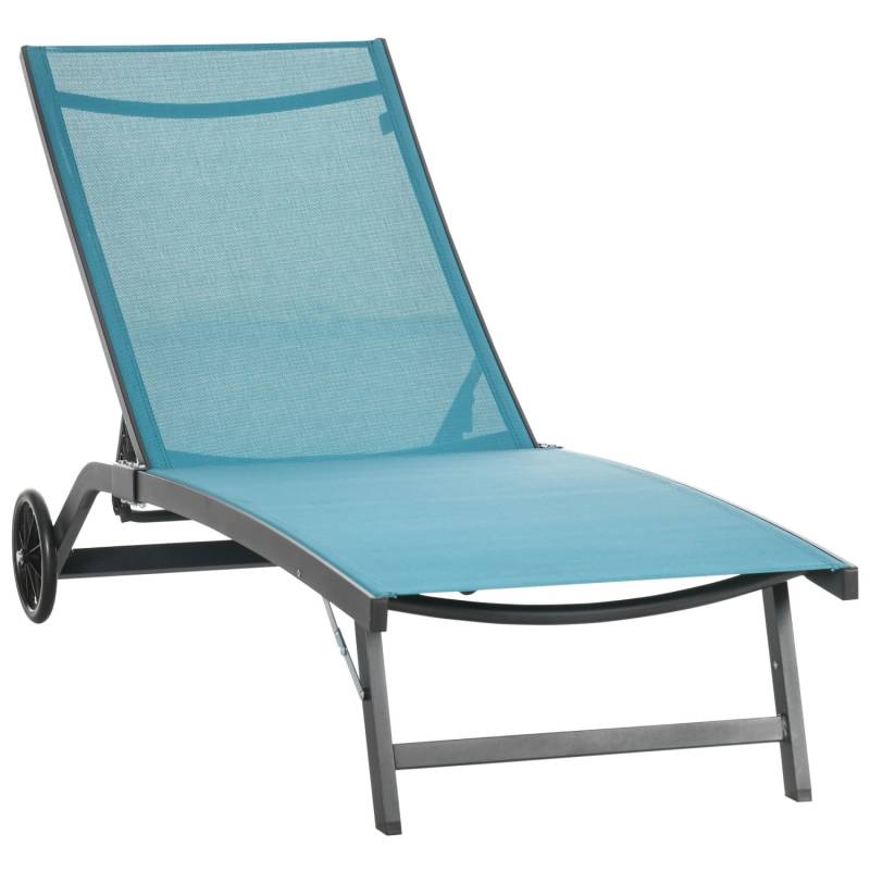 Outsunny Sonnenliege Liegestuhl mit Verstellbarer Rückenlehne Gartenliege Blau von Outsunny