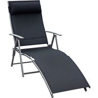 Outsunny - Sonnenliege klappbar Strandliege mit Kopfkissen Liegestuhl mit 7-Fach verstellbare Rückenlehne Gartenliege Relaxliege Gartenstuhl bis 165 von Outsunny