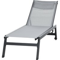 Outsunny Sonnenliege aus Aluminium und Textilene mit Rollen und verstellbarer Rückenlehne in mehreren Positionen, hellgrau   Aosom von Outsunny