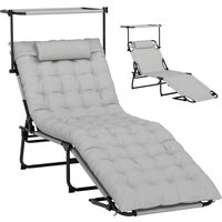 Outsunny Sonnenliege klappbar Gartenliege mit Dach Matratze, Liegestuhl mit 4-Fach verstellbare Rückenlehne, wetterfeste Campingliege bis 120 kg belastbar, Gartenstuhl für Garten Outdoor, Hellgrau Aosom Outsunny Sonnenliege klappbar Gartenliege mit Dach Matratze, Liegestuhl mit 4-Fach verstellbare Rückenlehne, wetterfeste Campingliege bis 120 kg belastbar, Gartenstuhl für Garten Outdoor, Hellgrau Aosom von Outsunny