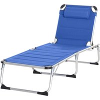 Outsunny Sonnenliege klappbar mit mehrfach verstellbarer Rückenlehne und abnehmbarer Kopfstütze aus Aluminium und Textilen in Blau   Aosom von Outsunny