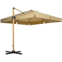 Outsunny Sonnenschirm Eckig, Höhenverstellbarer Ampelschirm, 295 x 295 cm mit Drehbarem Schirmständer, Gartenschirm mit verstellbarer Neigung, Khaki von Outsunny