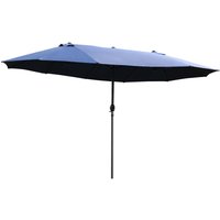 Outsunny Sonnenschirm Gartenschirm Marktschirm Doppelsonnenschirm Terrassenschirm mit Handkurbel Blau Oval 460 x 270 x 240 cm von Outsunny