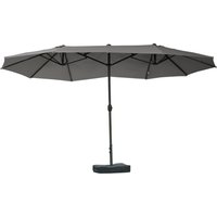Outsunny Sonnenschirm Gartenschirm Doppelsonnenschirm mit Schirmständer Handkurbel Dunkelgrau Oval 460 x 270 x 240 cm   Aosom von Outsunny