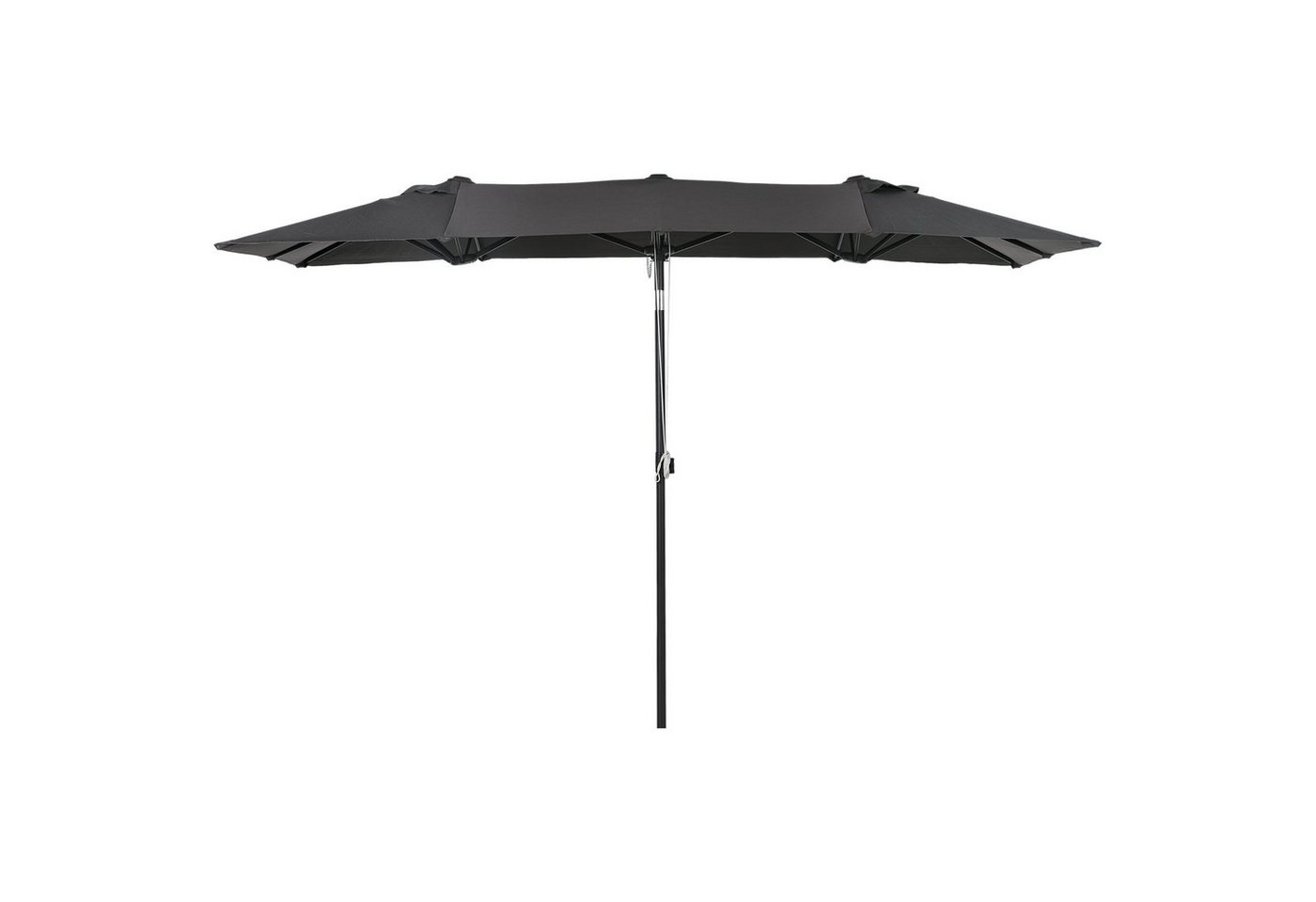 Outsunny Sonnenschirm Gartenschirm mit verstellbarem Neigungswinkel, LxB: 150x295 cm, Doppelsonnenschirm, Marktschirm, Grau, Polyester, Metall von Outsunny