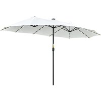 Outsunny Sonnenschirm mit LED Solar 4,5m Doppelsonnenschirm Gartenschirm Terrassenschirm oval schwarz cremeweiß für Garten & Balkon   Aosom.de von Outsunny