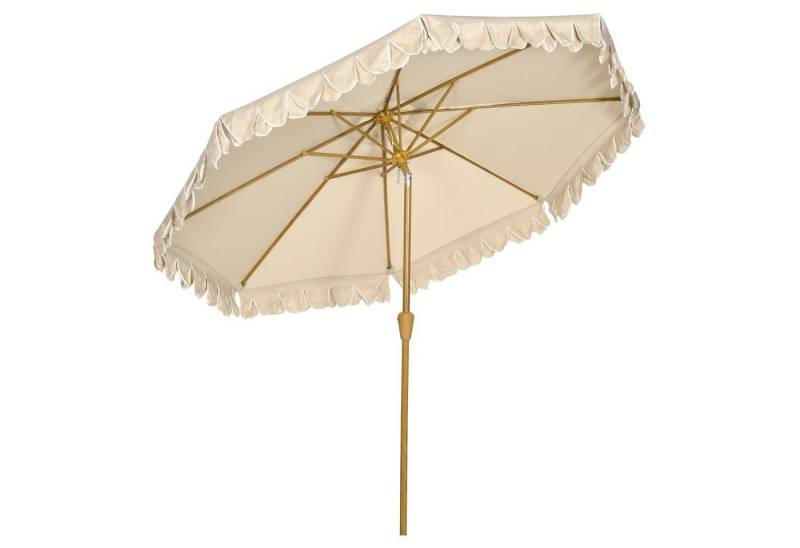 Outsunny Sonnenschirm verstellbarer Neigung, für Garten, Balkon, LxB: 264x264 cm, Terrassenschirm, Strandschirm, mit 8 Rippen, Khaki, Ø264 x 240H cm von Outsunny