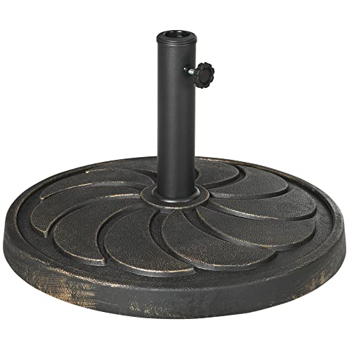 Outsunny Sonnenschirmständer 18 kg Runder Sonnenschirmfuß für Ø38/48 mm Schirmstange, Runder Gartenschirmständer für Balkon, Kunstharz, Bronze von Outsunny