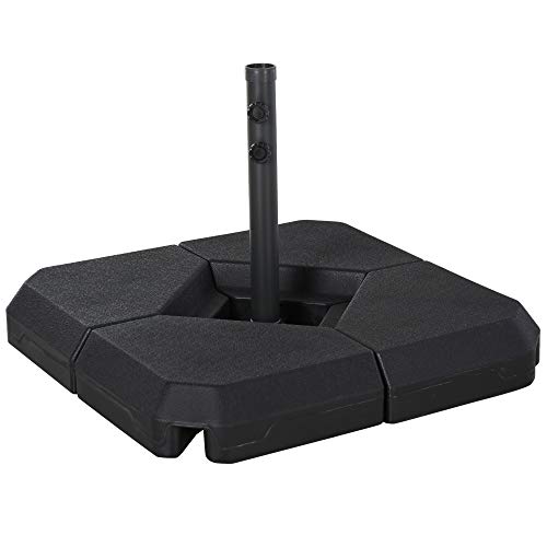 Outsunny Sonnenschirmständer mit Wasser oder Sand befüllbar bis 60 kg Schirmständer 4-TLG. Sonnenschirm Schirmgewicht HDPE Schwarz von Outsunny
