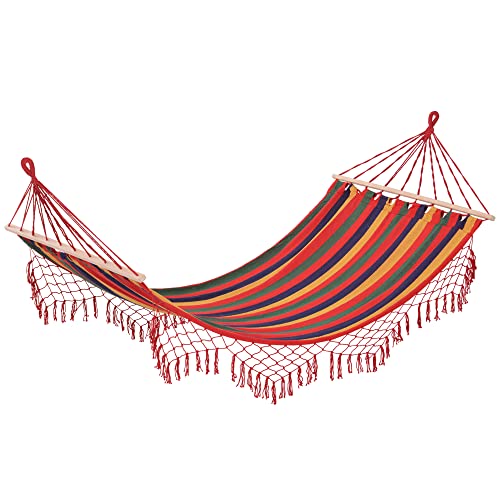 Outsunny Stabhängematte Hängematte wetterfest UV-beständig 2 x 1 m bis 120 kg Baumwoll-Polyester-Mischung Bunt von Outsunny