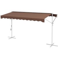 Outsunny Standmarkise 3,95 x 2,98 m Gartenmarkise mit Faltarm Kurbel, Verstellbarer Sonnenschutz, Markise für Garten, Balkon, Polyester, Kaffee von Outsunny