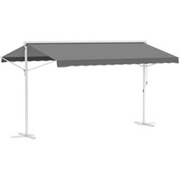 Outsunny Standmarkise  Gartenmarkise mit Faltarm und Kurbel, 4,5x3,4m, Grau, für Terrasse  Aosom von Outsunny