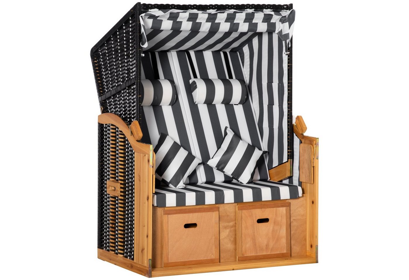 Outsunny Strandkorb Strandkorb mit Dach und Getränkehaltern 5-stufige Rückenlehne, BxTxH: 118x79x160 cm, Halblieger, 867-059GY, (Sonnenliege, 1-tlg., Doppelte Sonnenliege), 2-Sitzer von Outsunny