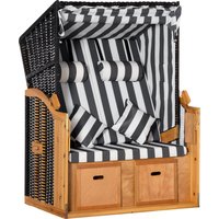 Outsunny Strandkorb Doppelliege mit Dach & Getränkehalter, 5-Stufen Rückenlehne, PE-Rattan Grau Weiß, 118x79x160cm für Garten & Terrasse   Aosom.de von Outsunny