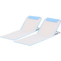 Outsunny Strandmatratze 2er Set faltbar 5-fach höhenverstellbar Stahl Beige 134x48x33-43cm für Komfort am Strand   Aosom.de von Outsunny
