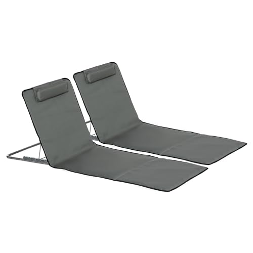 Outsunny 2er Set Sonnenliege klappbar Strandliegen Strandstuhl mit Verstellbarer Rückenlehne Kopfkissen Tragetasche leicht tragbar Strandmatte, Outdoor Sonnenmatte für Garten, Pool 124 x 53 cm von Outsunny