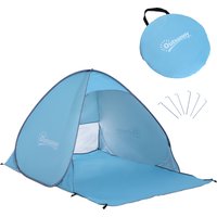 Outsunny Strandmuschel Pop Up Wurfzelt 200x150x119cm schnellaufbauend automatisch aus Polyester in Blau für perfekten Strandurlaub   Aosom.de von Outsunny