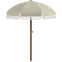 Outsunny Strandschirm Outdoor-Sonnenschirm Rundschirm mit Franse UV-Schutz 40+ mit 8 Streben Transporttasche inklusive Grün   Aosom von Outsunny