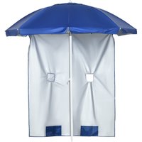 Outsunny Strandschirm mit Seitenwand Ø191 x 211 cm neigbar Sonnenschirm mit 2 Taschen und 2 Fenster, mit 8 Streben inklusive Tragetasche, Blau von Outsunny