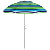 Outsunny Strandschirm neigbarer runder Outdoor-Sonnenschirm höhenverstellbarer UV40-Schutz Transporttasche Aluminium Polyester Multicolor   Aosom von Outsunny