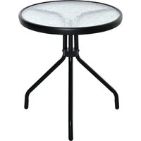 Outsunny Tisch bistro de jardin runder Gartentisch mit gehärteter Glasplatte Metall Epoxid Ø 50 x 55H cm Schwarz   Aosom von Outsunny
