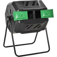 Outsunny Trommel-Komposter 160L Gartenkomposter mit 2 Kammern für Bio-Abfälle von Outsunny
