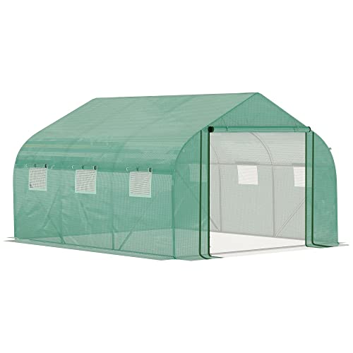 Outsunny Tunnel-Gewächshaus Groß 3.5 x 3 x 2 m - 6 Fenster und Reißverschlusstür - Verzinkter Stahl PE Hohe Dichte Grün Outsunny Tunnel-Gewächshaus Groß 3.5 x 3 x 2 m - 6 Fenster und Reißverschlusstür - Verzinkter Stahl PE Hohe Dichte Grün von Outsunny
