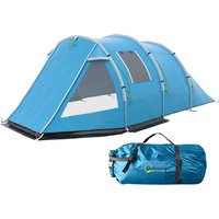 Outsunny Tunnelzelt 4-Personen  Campingzelt mit 2 Räumen, UV-Schutz, Fenster, Tragetasche, 2000mm Wassersäule, Blau  Aosom.de von Outsunny