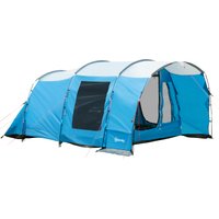 Outsunny 5 Personen Zelt Campingzelt mit Schlafzimmer, Wohnzimmer, Tunnelzelt mit Tragetasche, Meshfenster, 2000 mm Wassersäule, Blau von Outsunny