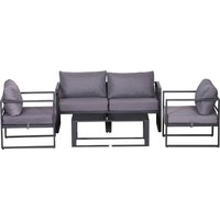 Outsunny Vierteiliges Gartenmöbel Set, Sitzgruppe, Sofa mit Sitzkissen, Tisch mit Stauraum, Polyester, Grau, 138 x 69 x 63 cm von Outsunny