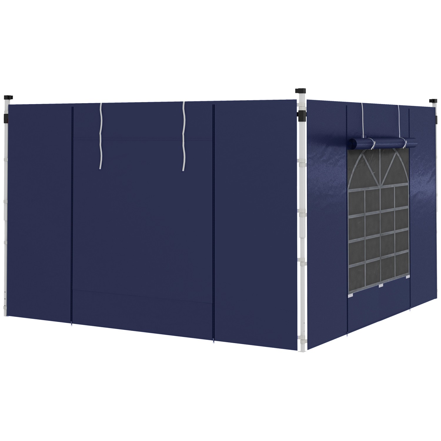 Outsunny Vordach-Seitenwände Polyester  Seitenwand mit Fenster Blau 295L x 195H cm von Outsunny