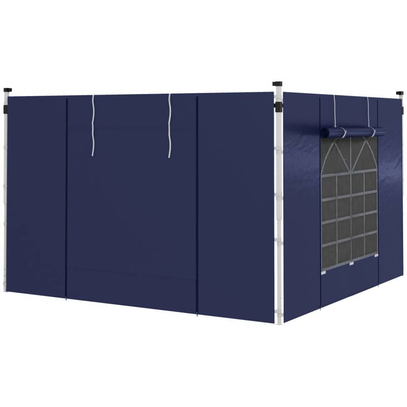 Outsunny Vordach-Seitenwände Polyester  Seitenwand mit Fenster Blau 295L x 195H cm von Outsunny