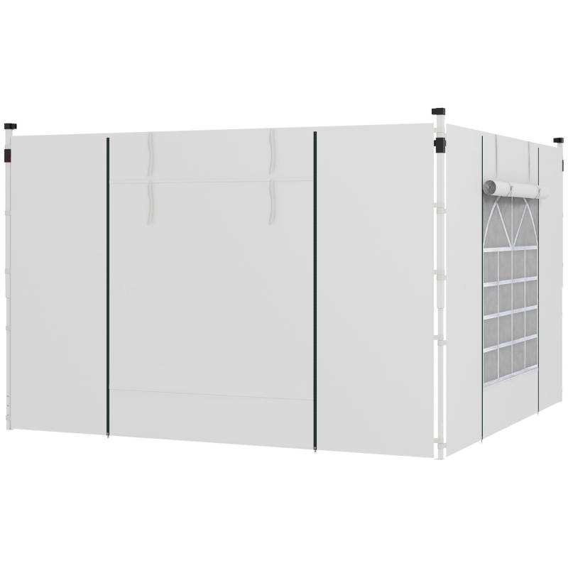 Outsunny Vordach-Seitenwände Polyester  Seitenwand mit Fenster Weiß 295L x 195H cm von Outsunny